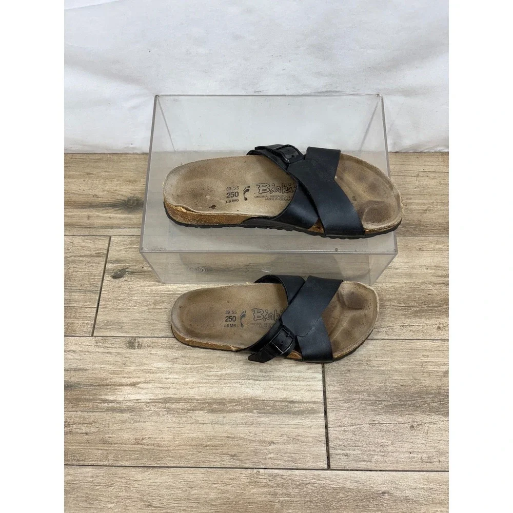Birkenstock Barbados Black Criss‎ Cross Slides Sandals EU 39 US 8